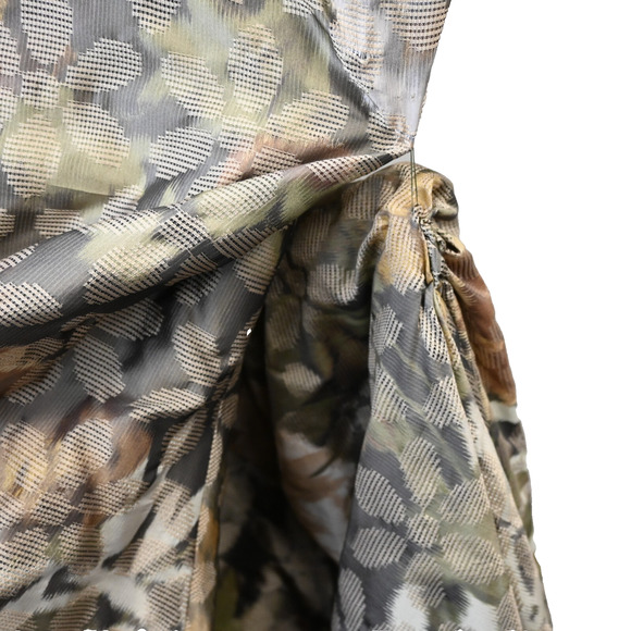 Oscar De La Renta Maxi Gown Size 14 Green Floral Silk Long Sleeve Evening Dress - Picture 4 of 10